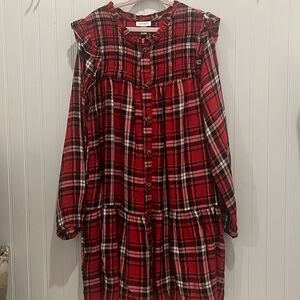 Christmas dress - black, red, white plaid girls dress. Size 14/16